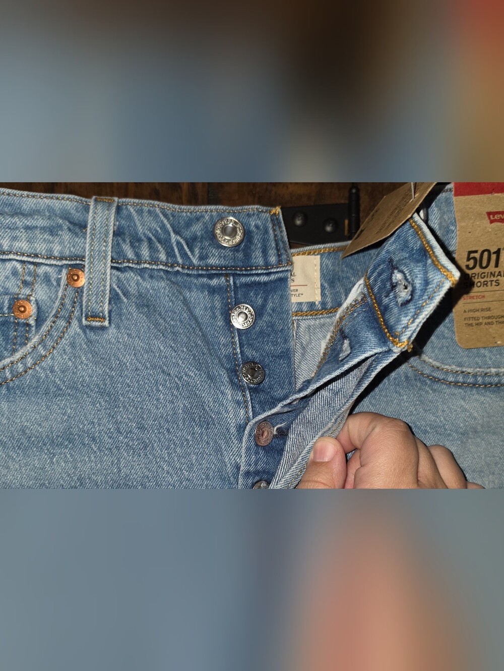 Levi's 501 Cutoff Distressed Denim Shorts Size 28 - Picture 3 of 4